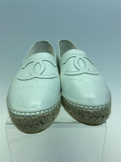 chanel white leather espadrilles|authentic chanel espadrilles for sale.